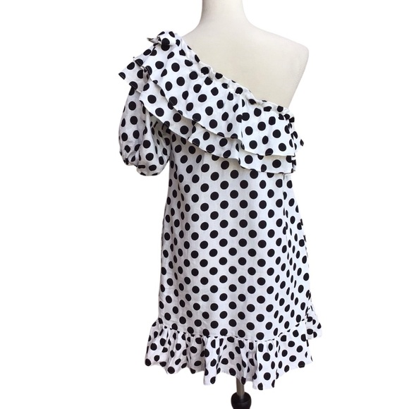 Lisa Marie Fernandez Polka Dot Ruffle Linen Mini Dress NEW - Picture 4 of 15